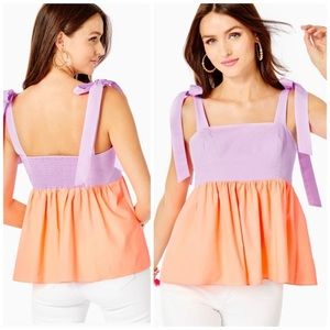 NWT! LILLY PULITZER Anlee Cotton Top Purple Iris and Bellini Colorblock Size 10